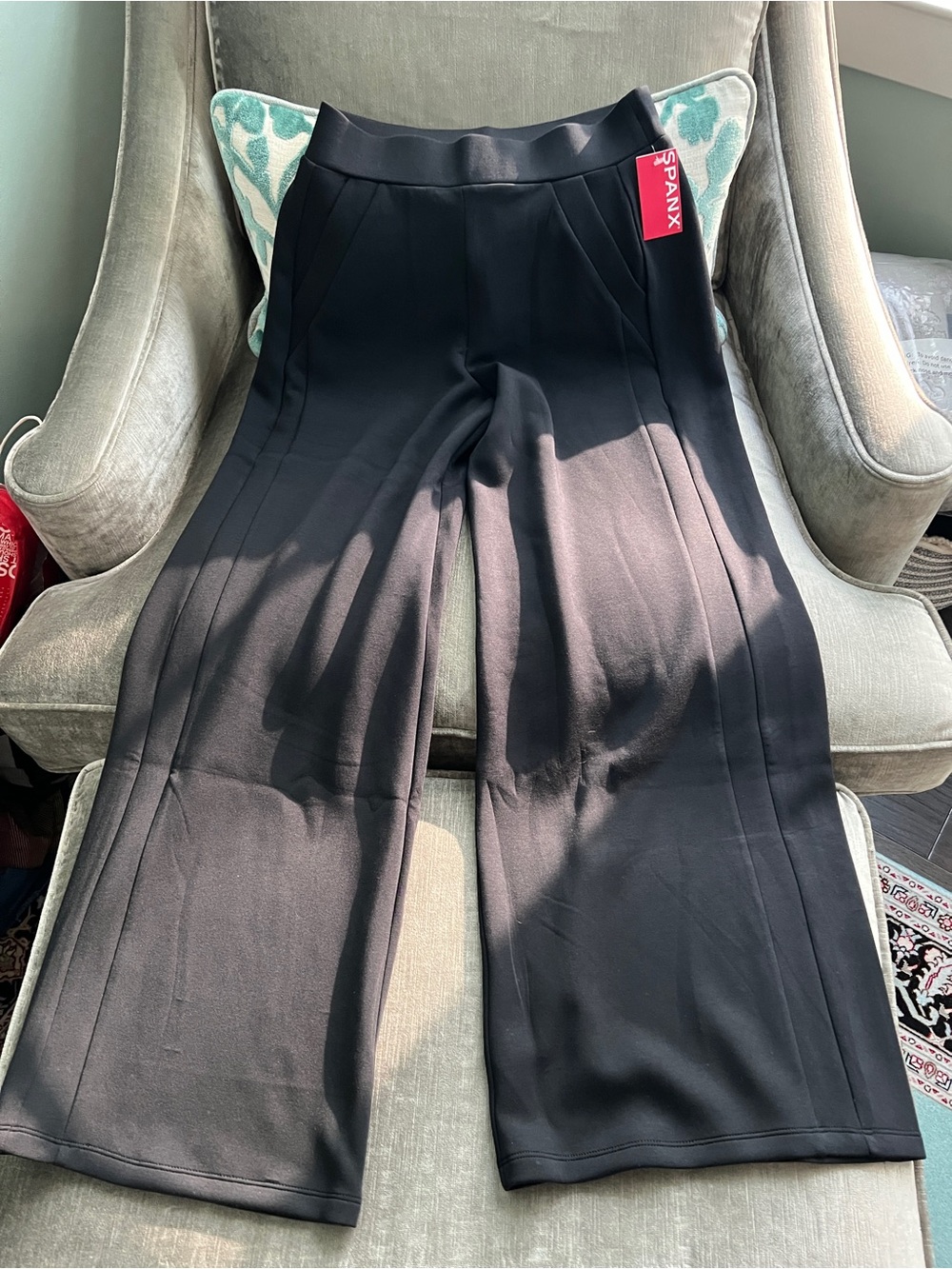 NWT SPANX AirEssentials Wide Leg Track Pant | Medium, Regular 32” Inseam | Black - Picture 2 of 11
